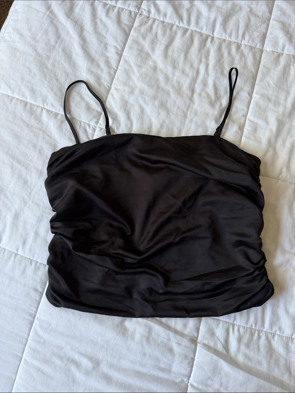Dynamite Black Ruched Camisole with Spaghetti Straps